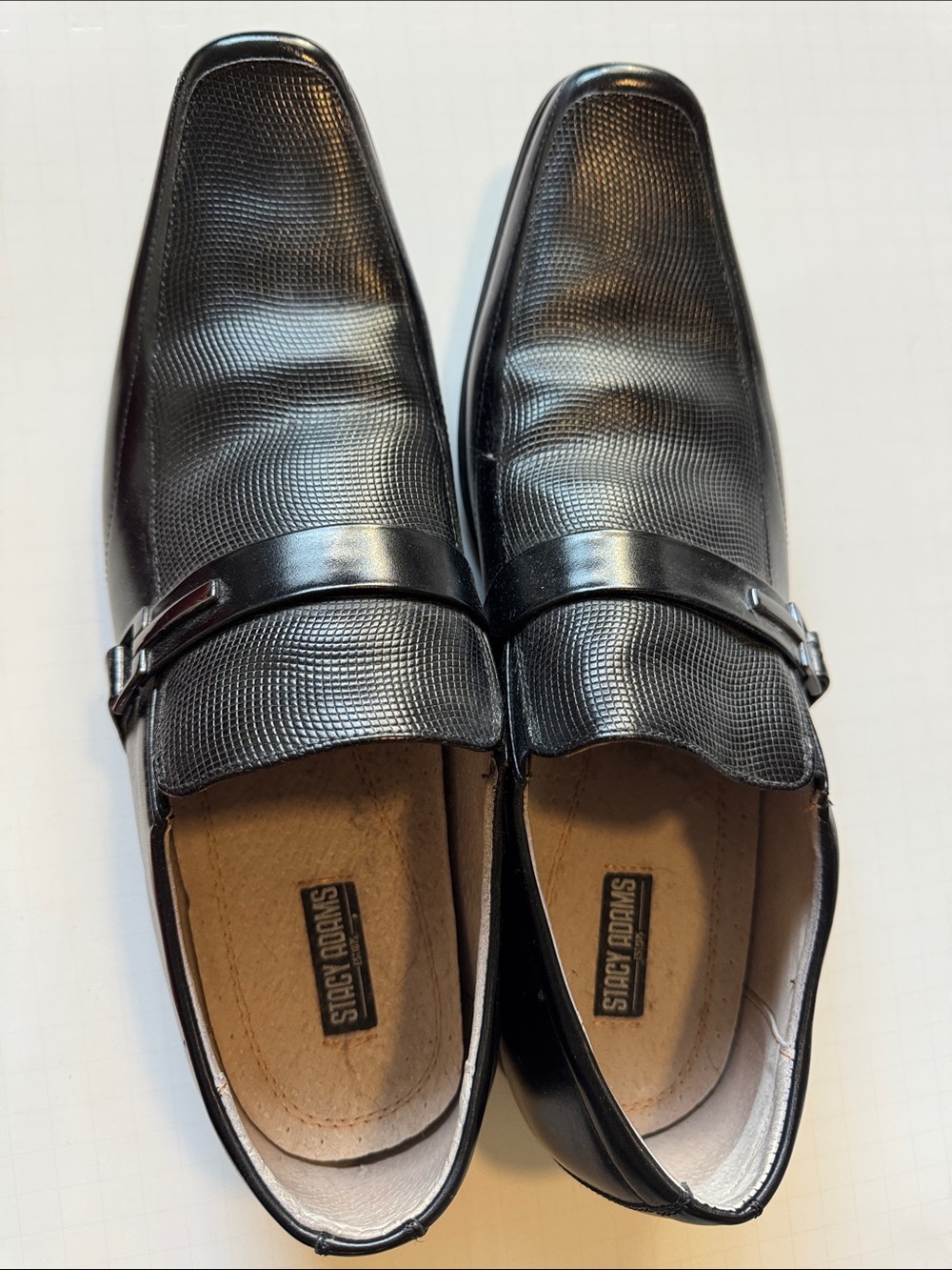 Stacy Adams Black Textured Monk Strap Slip-On Loafers